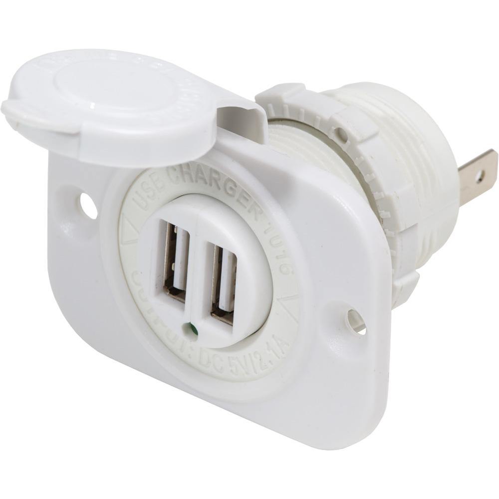 Blue Sea 12V DC Dual USB Charger Socket - White [1016200] - shopbulluna.com