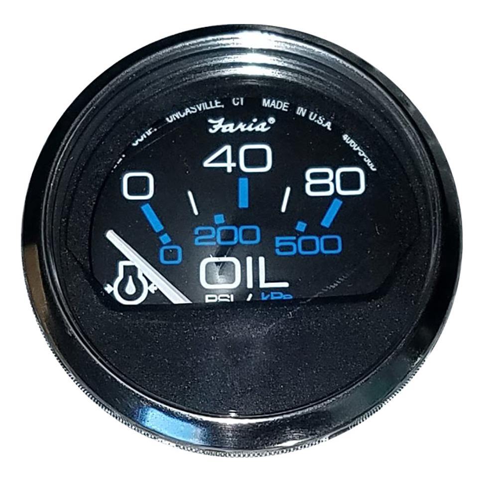 Faria Chesapeake Black 2" Oil Pressure Gauge (80 PSI) [13702] - shopbulluna.com