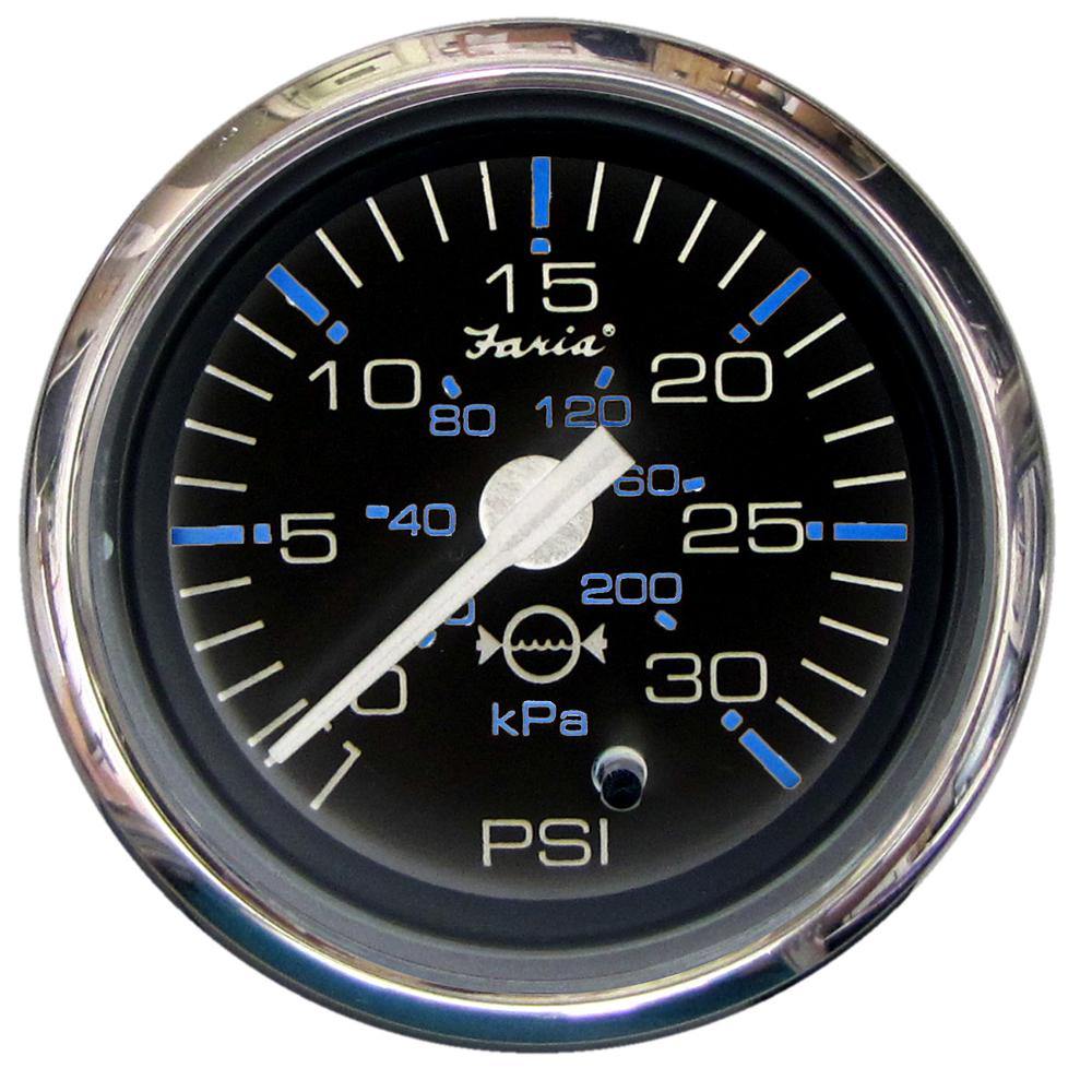 Faria Chesapeake Black 2" Water Pressure Gauge (30 PSI) [13712] - shopbulluna.com