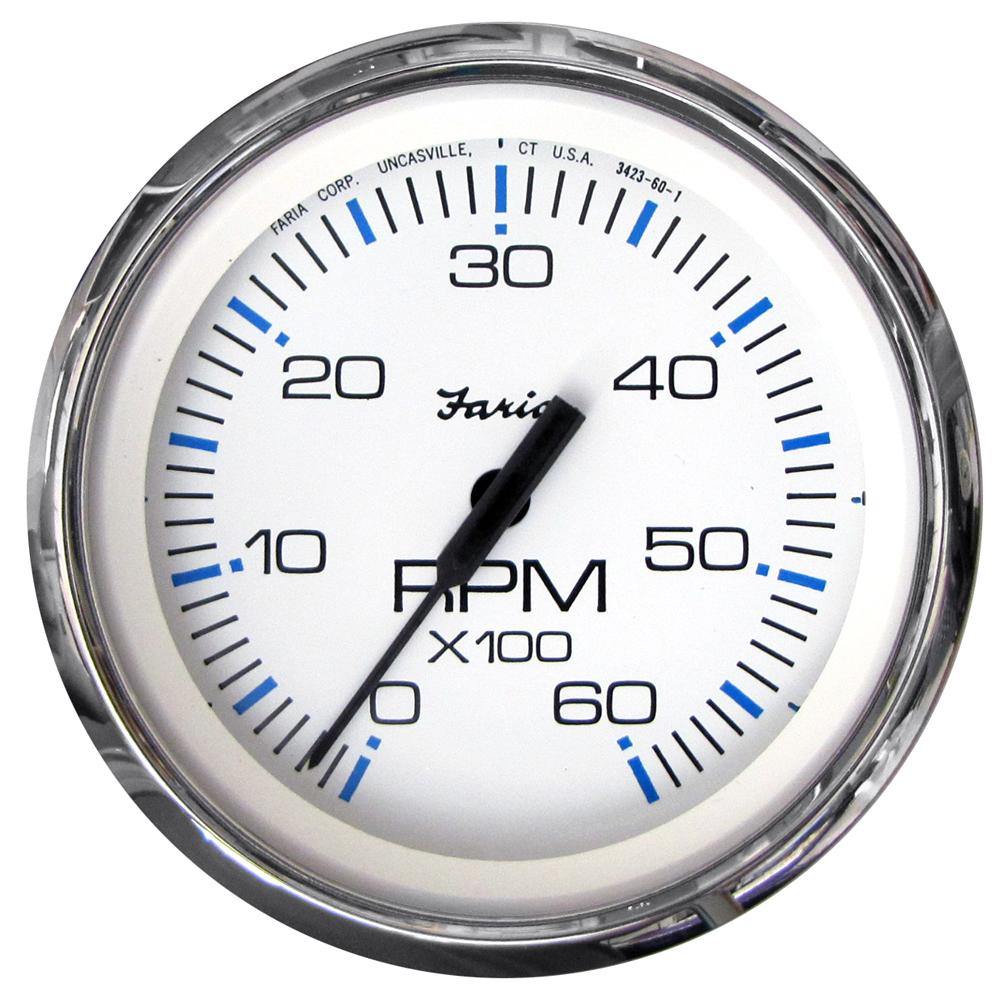 Faria Chesapeake White SS 4" Tachometer - 6000 RPM (Gas) (Inboard  I/O) [33807] - shopbulluna.com