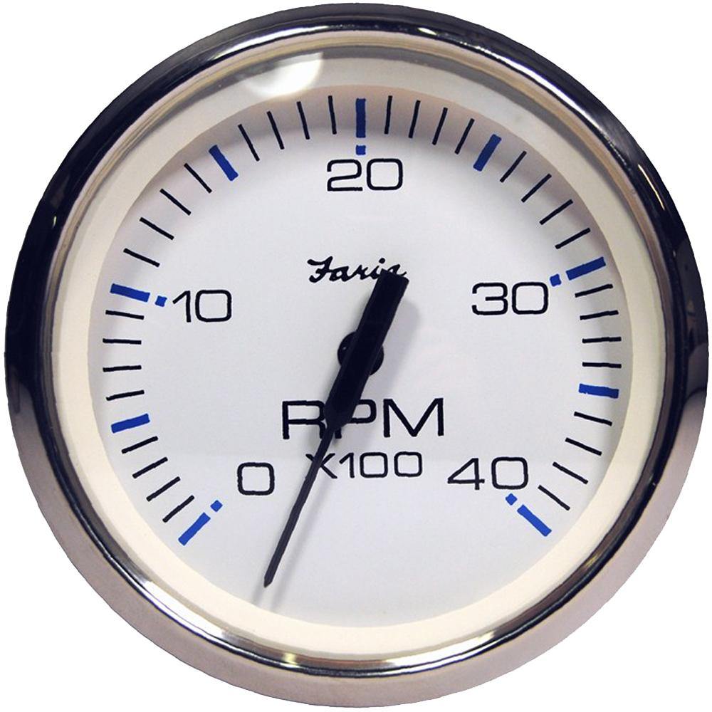 Faria Chesapeake White SS 4" Tachometer - 4000 RPM (Diesel) (Magnetic Pick-Up) [33818] - shopbulluna.com