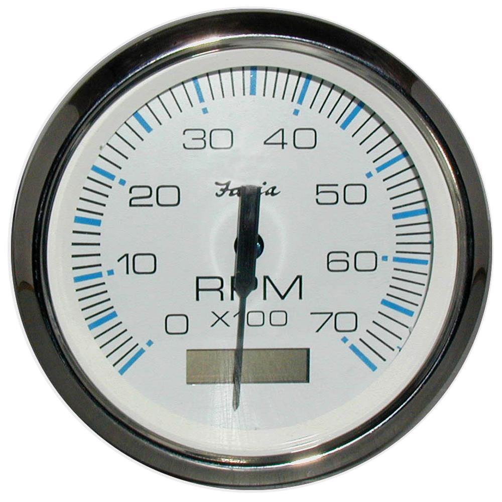 Faria Chesapeake White SS 4" Tachometer w/Hourmeter - 7000 RPM (Gas) (Outboard) [33840] - shopbulluna.com