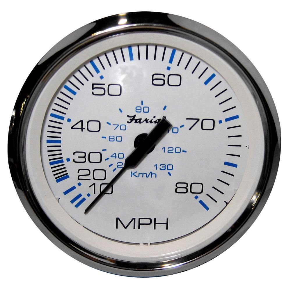 Faria Chesapeake White SS 4" Speedometer - 80MPH (Pitot) [33819] - shopbulluna.com