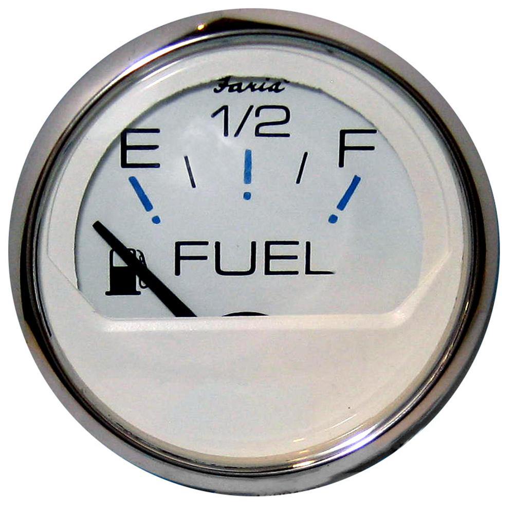 Faria Chesapeake White SS 2" Fuel Level Gauge (E-1/2-F) [13801] - shopbulluna.com