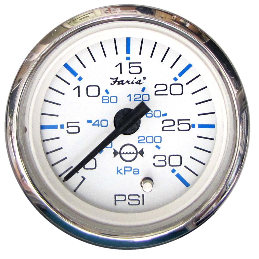 Faria Chesapeake White SS 2" Water Pressure Gauge (30 PSI) [13812] - shopbulluna.com