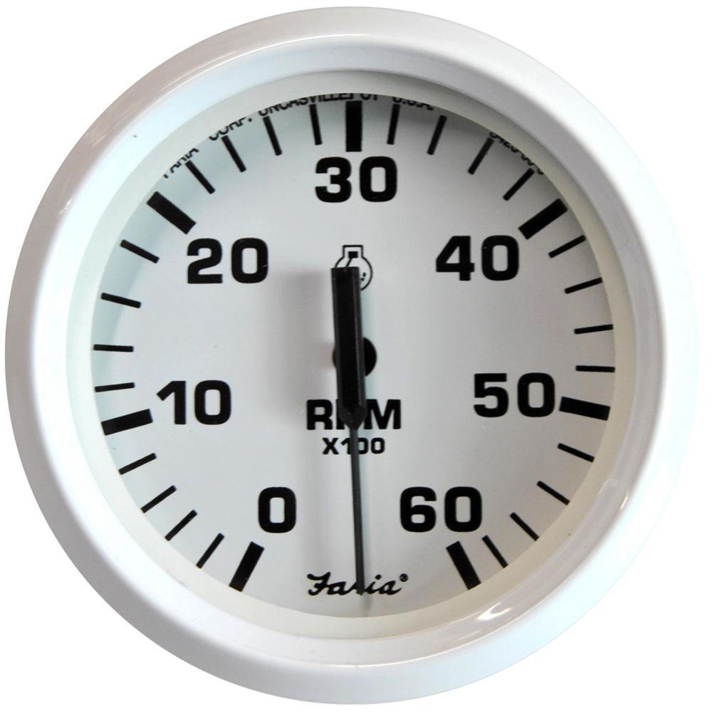 Faria Dress White 4" Tachometer - 6000 RPM (Gas) (Inboard  I/O) [33103] - shopbulluna.com