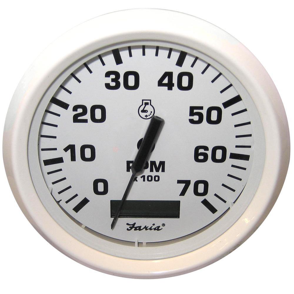 Faria Dress White 4" Tachometer w/Hourmeter - 7000 RPM (Gas) (Outboard) [33140] - shopbulluna.com