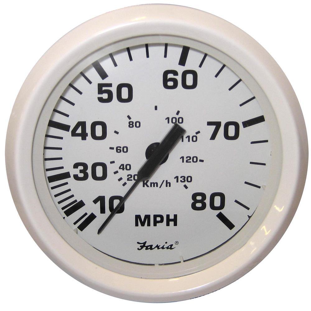 Faria Dress White 4" Speedometer - 80MPH (Pitot) [33113] - shopbulluna.com