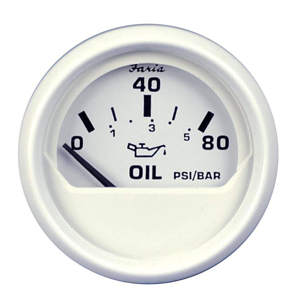 Faria Dress White 2" Oil Pressure Gauge (80 PSI) [13102] - shopbulluna.com