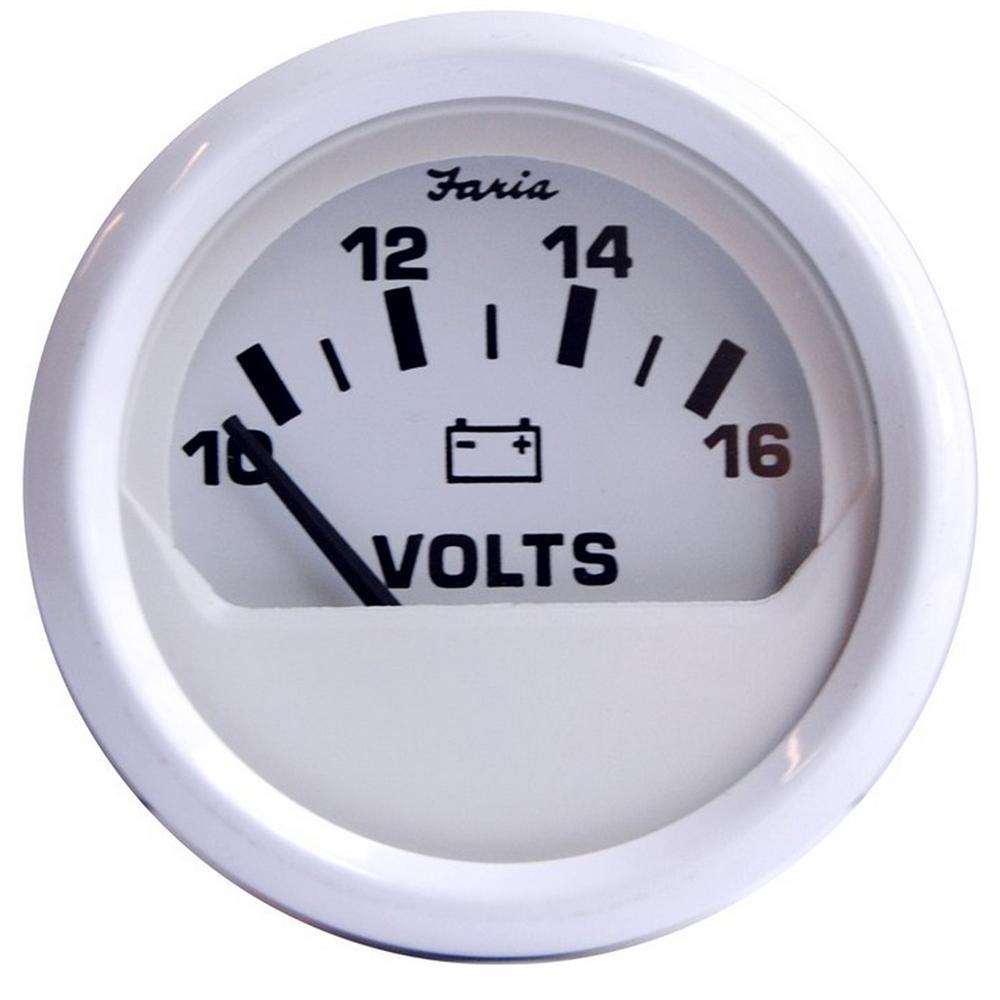 Faria Dress White 2" Voltmeter (10-16 VDC) [13120] - shopbulluna.com