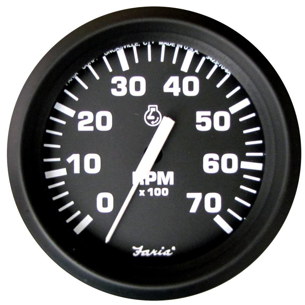 Faria Euro Black 4" Tachometer - 7,000 RPM (Gas - All Outboard) [32805] - shopbulluna.com