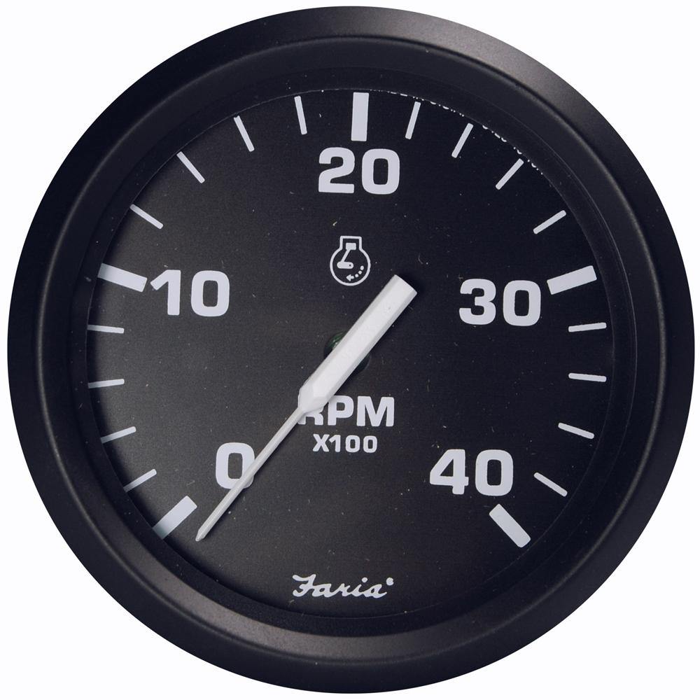 Faria Euro Black 4" Tachometer - 4000 RPM (Diesel - Magnetic Pick-Up) [32803] - shopbulluna.com