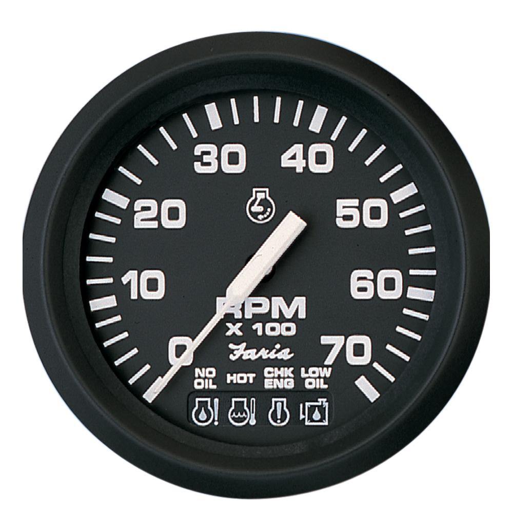 Faria Euro Black 4" Tachometer w/Systemcheck 7000 RPM (Gas) f/ Johnson / Evinrude Outboard) [32850] - shopbulluna.com