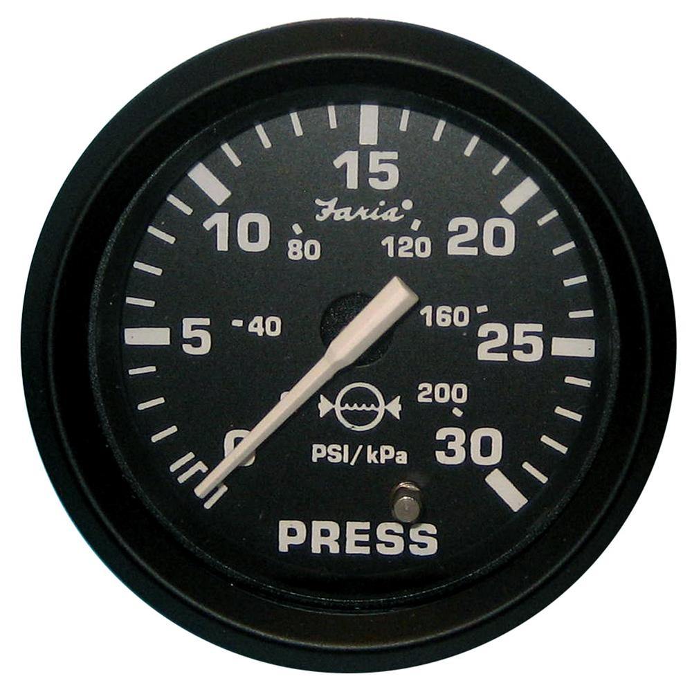 Faria Euro Black 2" Water Pressure Gauge (30 PSI) [12810] - shopbulluna.com