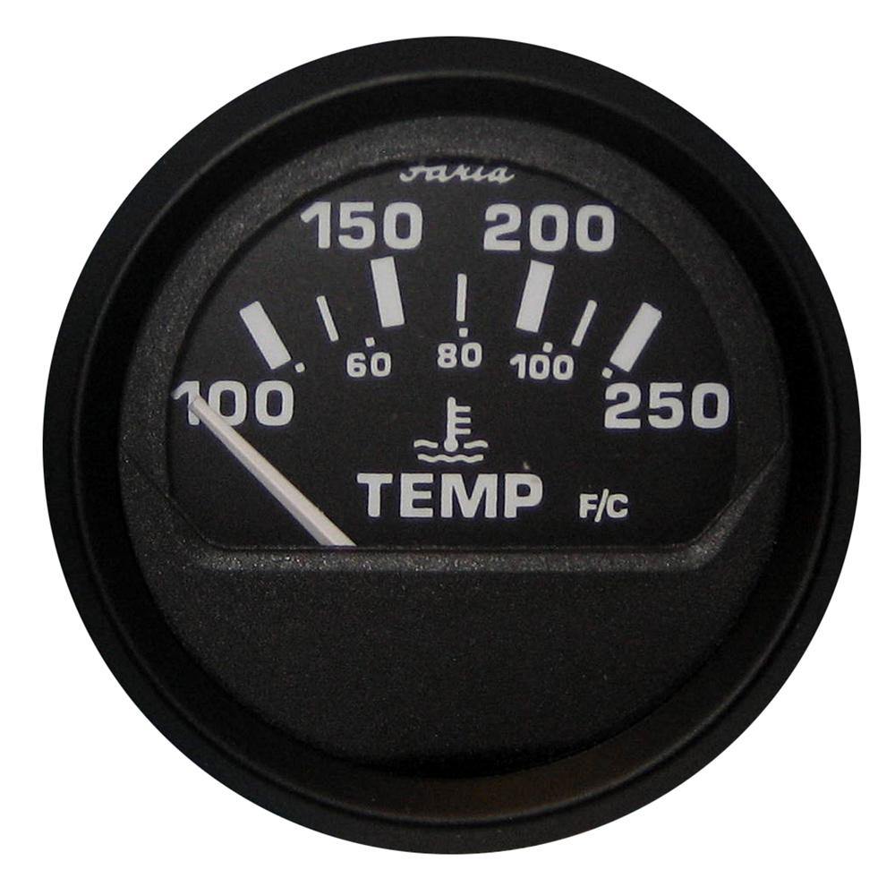 Faria Euro Black 2" Water Temperature Gauge (100-250 DegreeF) [12812] - shopbulluna.com