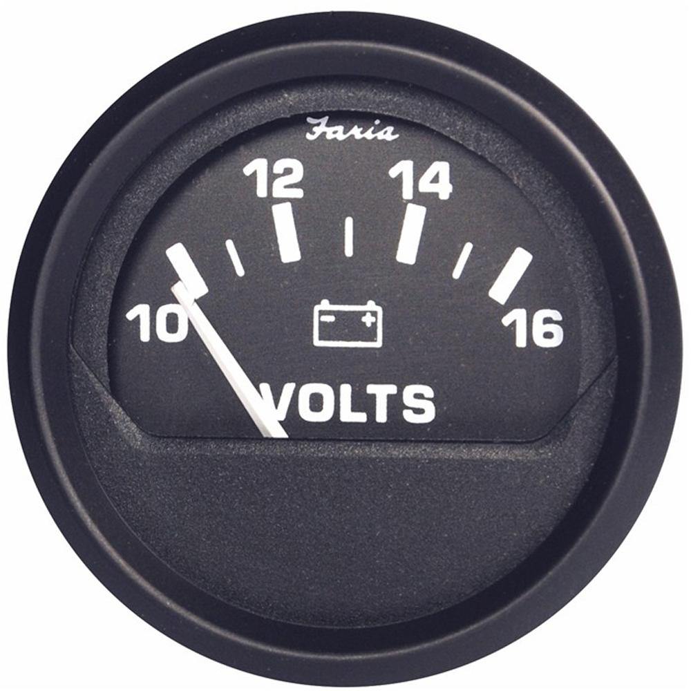 Faria Euro Black 2" Voltmeter (10-16 V) [12821] - shopbulluna.com