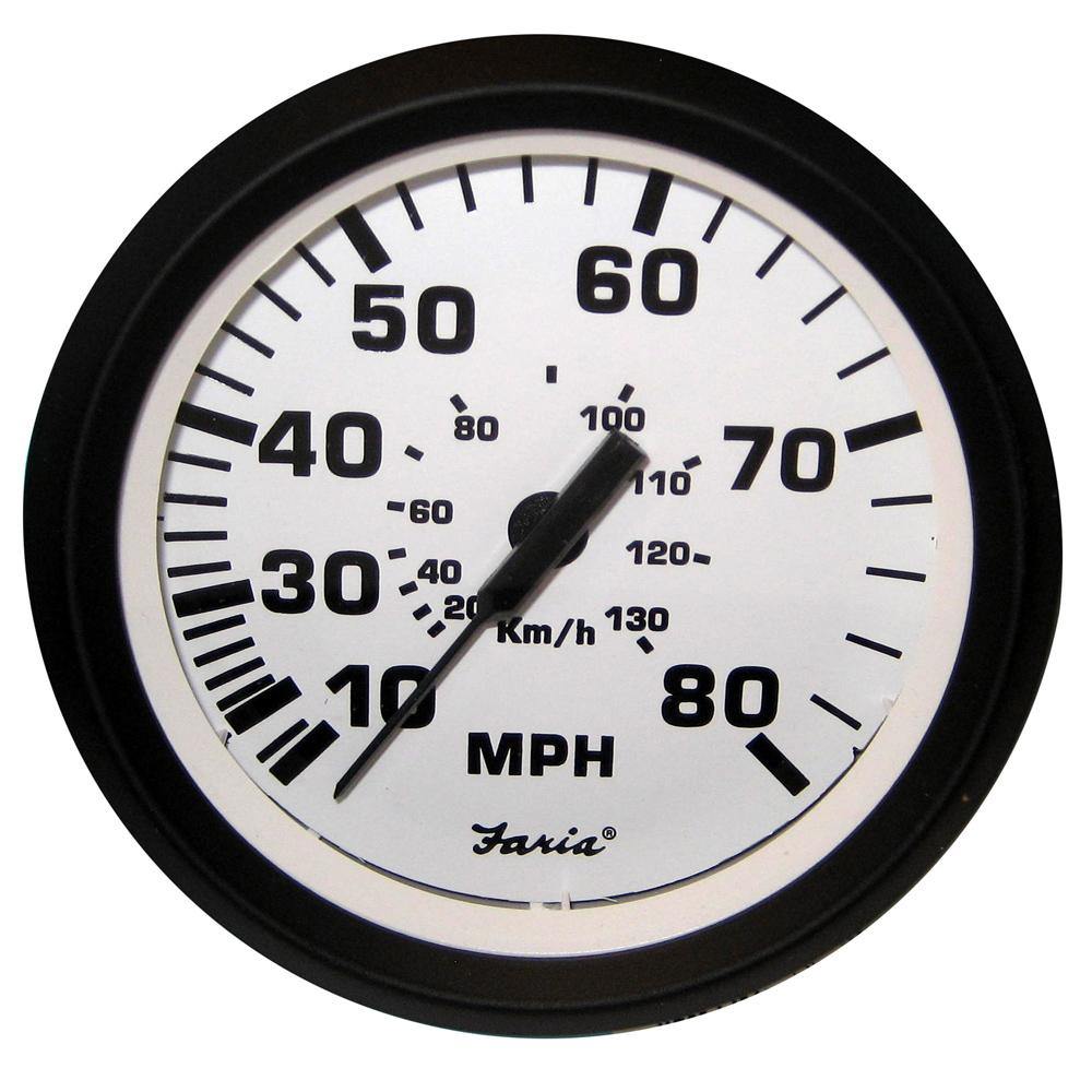 Faria Euro White 4" Speedometer - 80MPH (Pitot) [32910] - shopbulluna.com