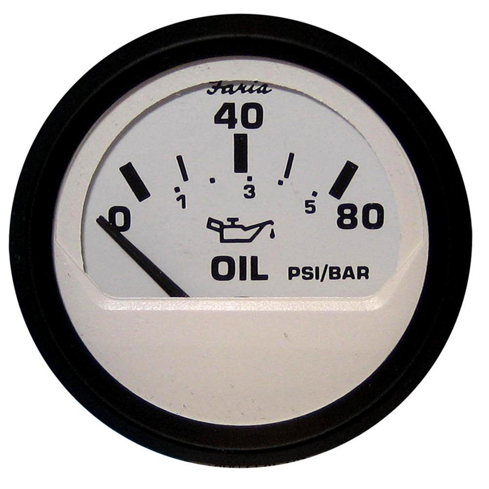 Faria Euro White 2" Oil Pressure Gauge (80 PSI) [12902] - shopbulluna.com