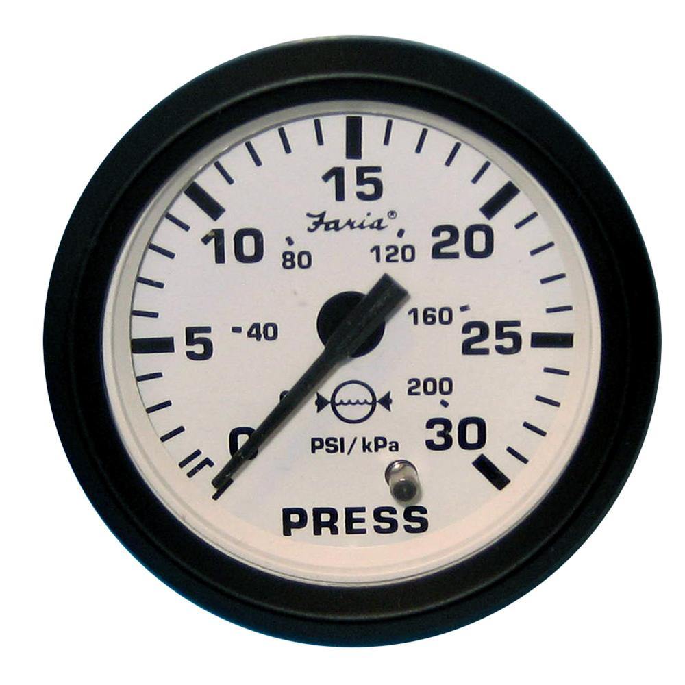 Faria Euro White 2" Water Pressure Gauge (30 PSI) [12903] - shopbulluna.com