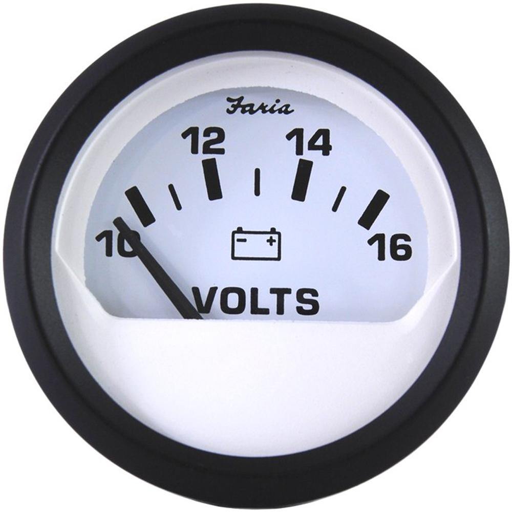 Faria Euro White 2" Voltmeter (10-16 VDC) [12911] - shopbulluna.com