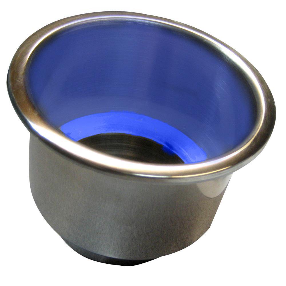 Whitecap Flush Mount Cup Holder w/Blue LED Light - Stainless Steel [S-3511BC] - shopbulluna.com