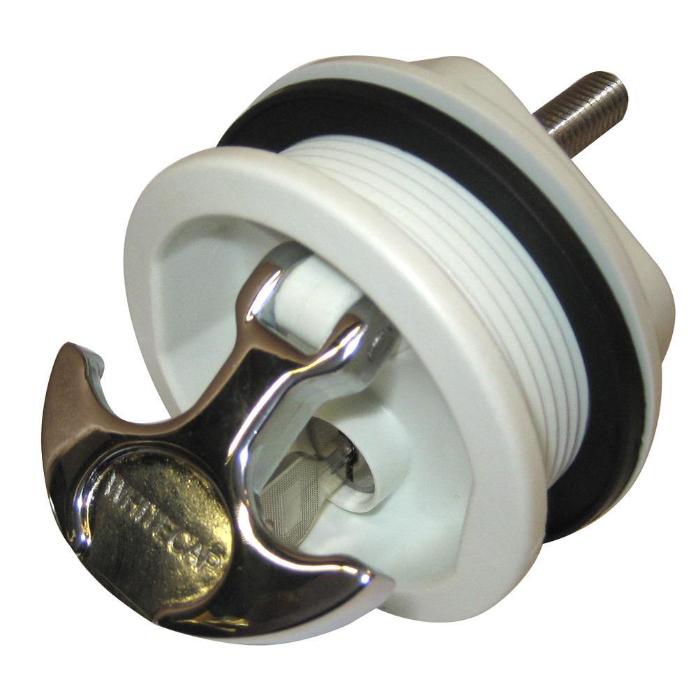 Whitecap T-Handle Latch - Chrome Plated Zamac/White Nylon - Locking - Freshwater Use Only [S-226WC] - shopbulluna.com