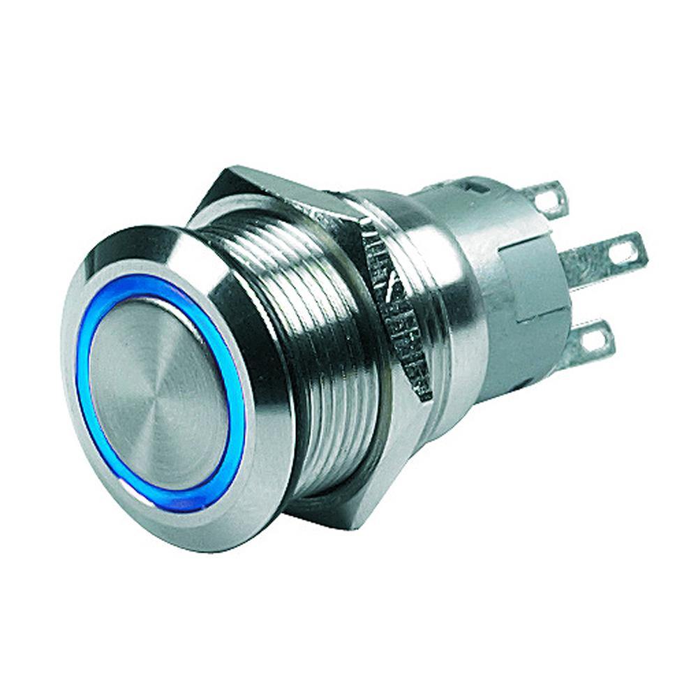 Marinco Push Button Switch - 24V Latching On/Off - Blue LED [80-511-0007-01] - shopbulluna.com