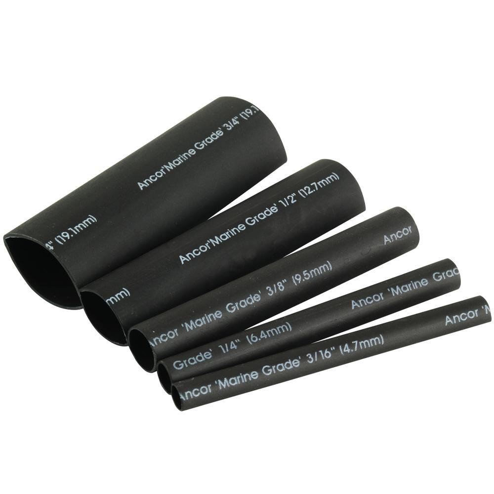 Ancor Adhesive Lined Heat Shrink Tubing Kit - 8-Pack, 3", 20 to 2/0 AWG, Black [301503] - shopbulluna.com