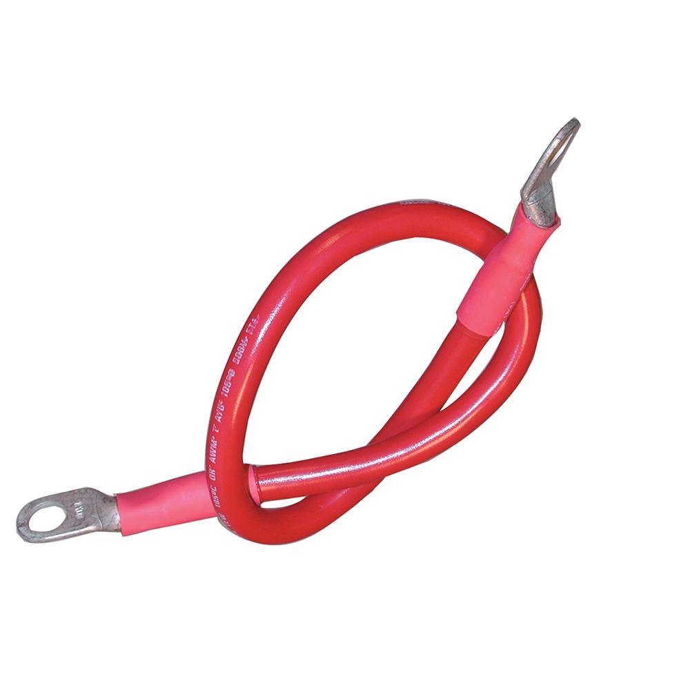 Ancor Battery Cable Assembly, 4 AWG (21mm) Wire, 3/8" (9.5mm) Stud, Red - 18" (45.7cm) [189131] - shopbulluna.com