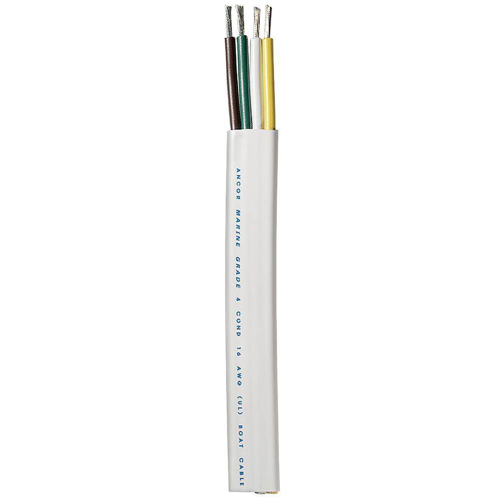 Ancor Trailer Cable - 16/4 AWG - Yellow/White/Green/Brown - Flat - 100' [154010] - shopbulluna.com