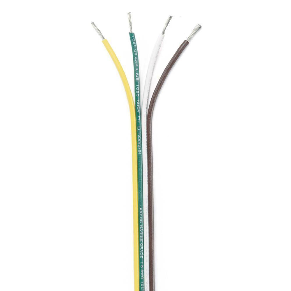 Ancor Ribbon Bonded Cable - 16/4 AWG - Brown/Green/White/Yellow - Flat - 100' [154510] - shopbulluna.com