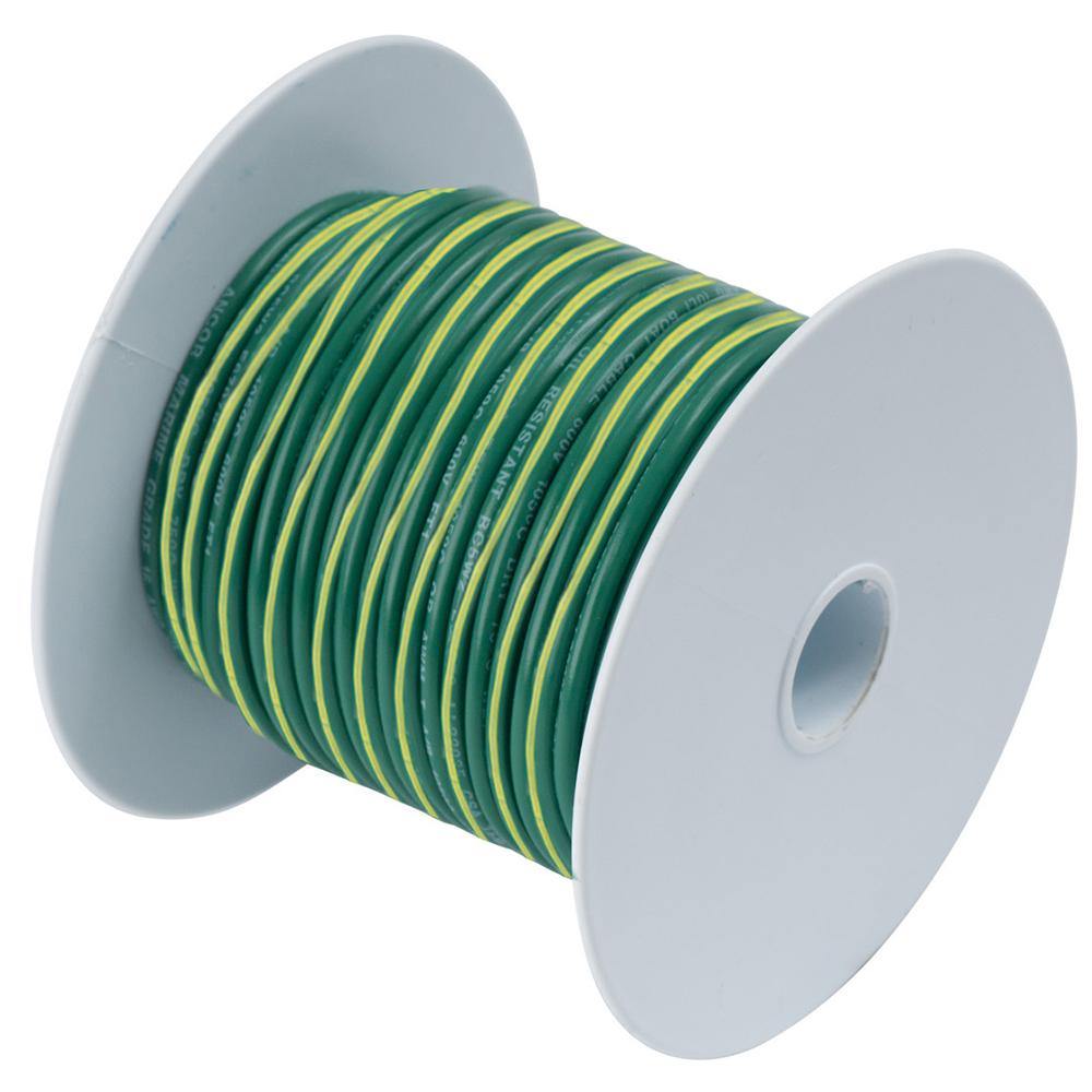 Ancor Green w/Yellow Stripe 10 AWG Tinned Copper Wire - 25' [109302] - shopbulluna.com