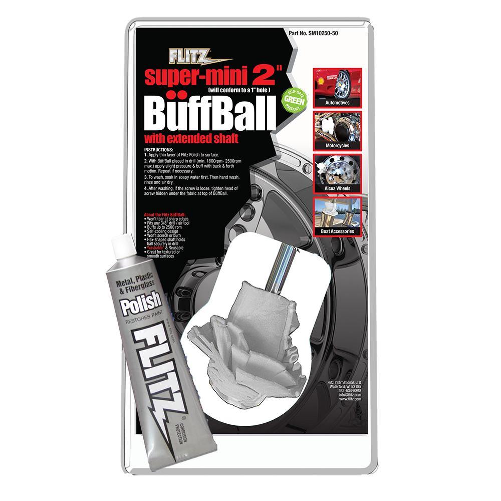 Flitz Buff Ball - Super Mini 2" - White w/1.76oz Tube Flitz Polish [SM 10250-50] - shopbulluna.com