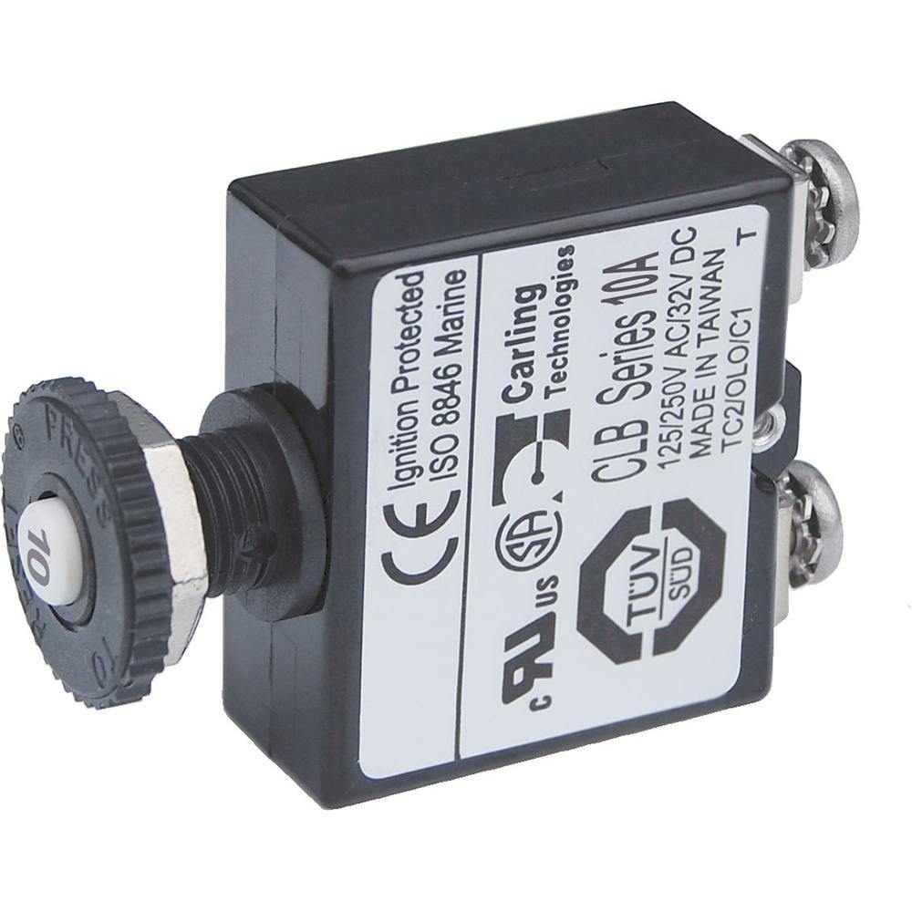 Blue Sea Push Button Reset Only Screw Terminal Circuit Breaker - 10 Amps [2132] - shopbulluna.com