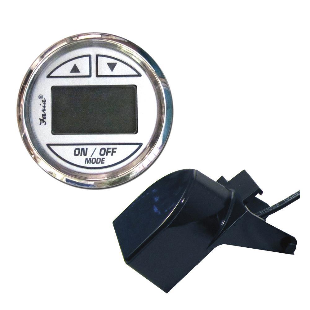 Faria Chesapeake White SS 2" Depth Sounder w/Transom Mount Transducer [13850] - shopbulluna.com