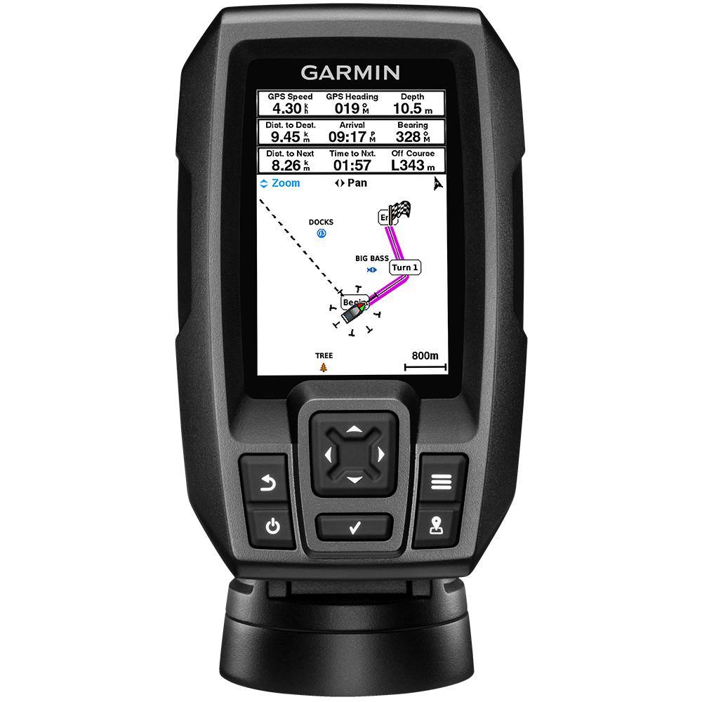 Garmin STRIKER 4 Fishfinder Worldwide Version w/77/200kHz - 4-Pin Transducer w/Transom & Trolling Motor Mounts [010-01550-01] - shopbulluna.com