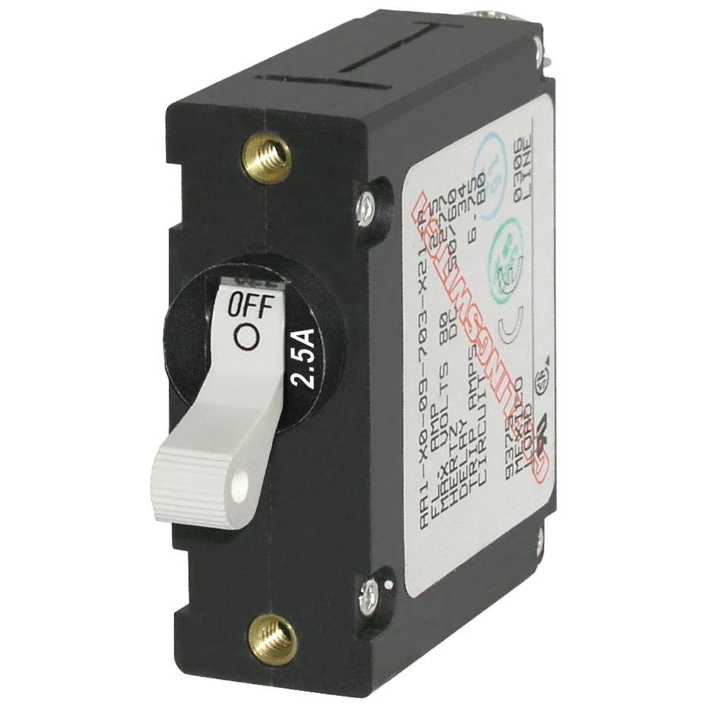 Blue Sea 7917 A-Series White Toggle Circuit Breaker - Single Pole 2.5A [7197] - shopbulluna.com