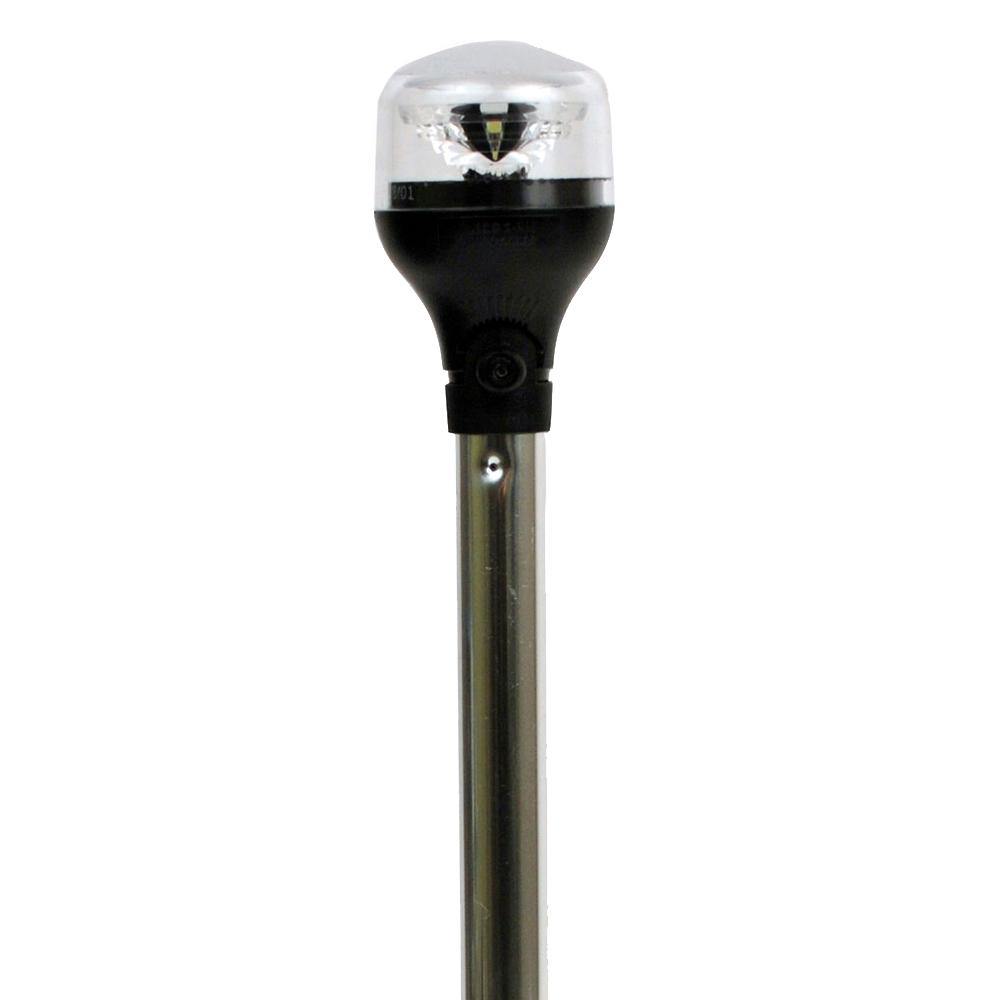 Attwood LightArmor Plug-In All-Around Light - 20" Aluminum Pole - Black Horizontal Composite Base w/Adapter [5550-PA20-7] - shopbulluna.com