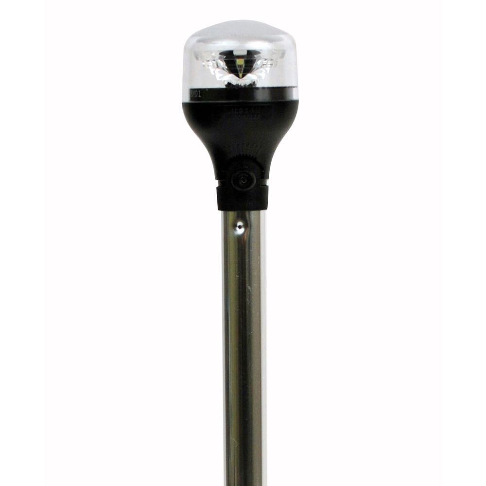 Attwood LightArmor All-Around Light - 20" Aluminum Pole - Black Vertical Composite Base w/Adapter [5551-PA20-7] - shopbulluna.com