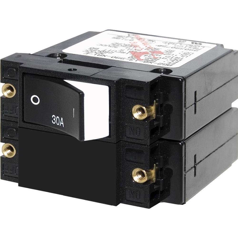 Blue Sea 7574 A-Series Raised Rocker Circuit Breaker - Double Pole - 30A [7574] - shopbulluna.com