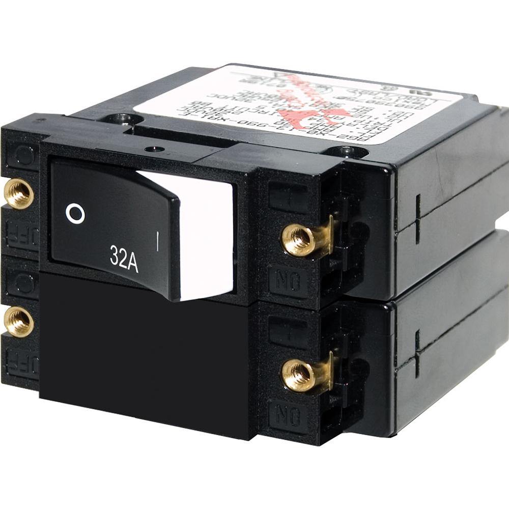 Blue Sea 7575 A-Series Raised Rocker Circuit Breaker - Double Pole - 32A [7575] - shopbulluna.com