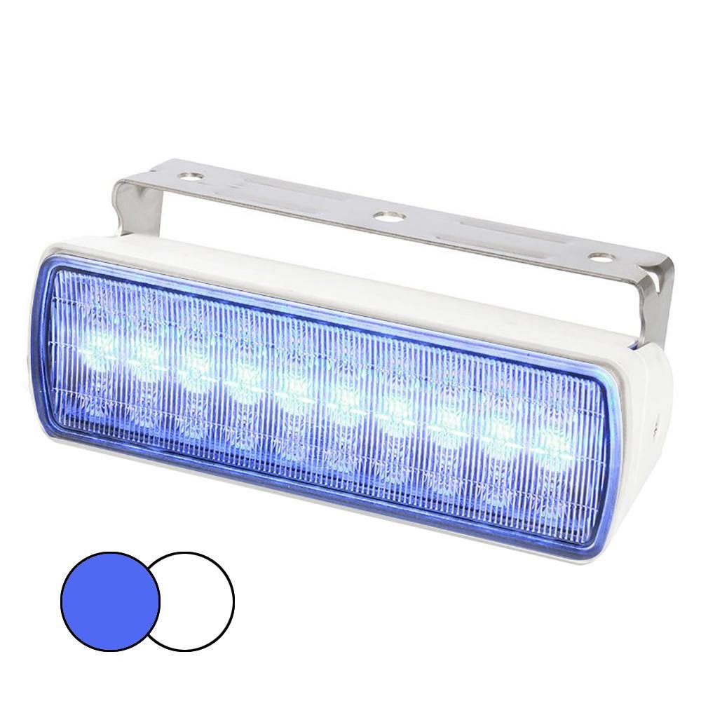 Hella Marine Sea Hawk XL Dual Color LED FloodLights - Blue/White LED - White Housing [980950071] - shopbulluna.com