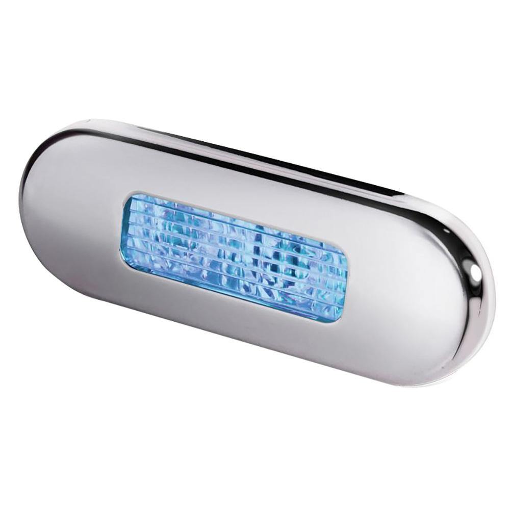 Hella Marine Surface Mount Oblong LED Courtesy Lamp - Blue LED - Stainless Steel Bezel [980869601] - shopbulluna.com