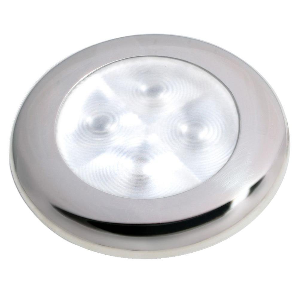 Hella Marine Slim Line LED 'Enhanced Brightness' Round Courtesy Lamp - White LED - Stainless Steel Bezel - 12V [980500521] - shopbulluna.com