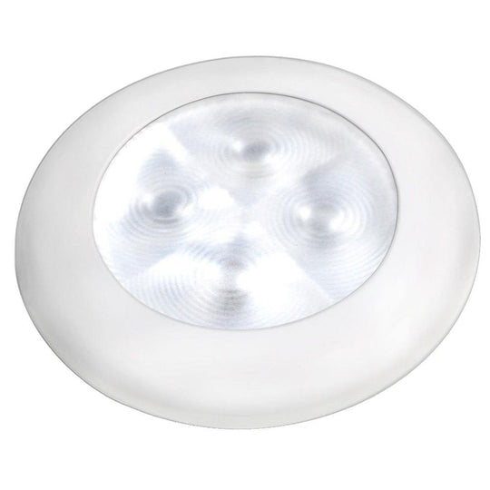 Hella Marine Slim Line LED 'Enhanced Brightness' Round Courtesy Lamp - White LED - White Plastic Bezel - 12V [980500541] - shopbulluna.com