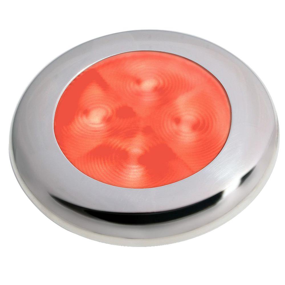 Hella Marine Slim Line LED 'Enhanced Brightness' Round Courtesy Lamp - Red LED - Stainless Steel Bezel - 12V [980507221] - shopbulluna.com