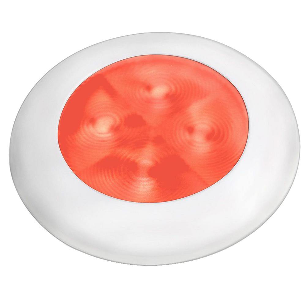 Hella Marine Slim Line LED 'Enhanced Brightness' Round Courtesy Lamp - Red LED - White Plastic Bezel - 12V [980507241] - shopbulluna.com