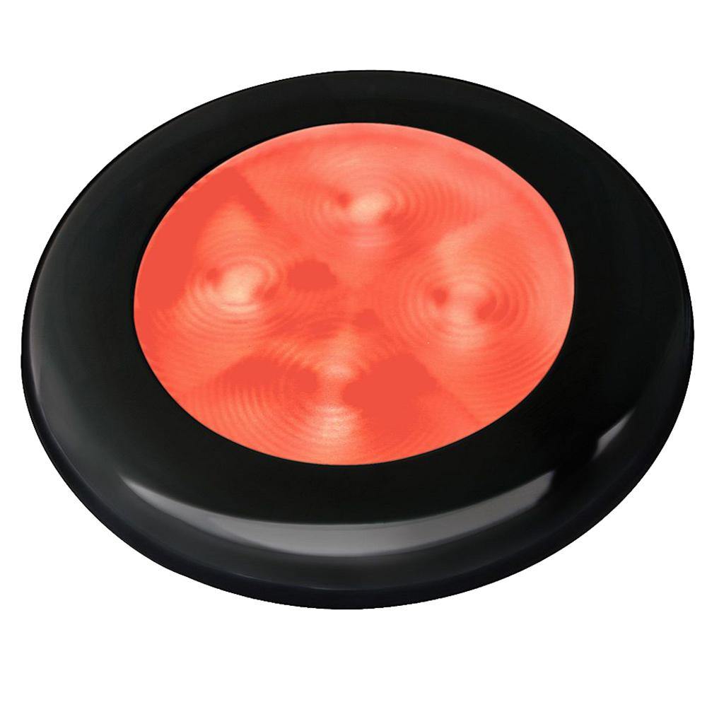 Hella Marine Slim Line LED 'Enhanced Brightness' Round Courtesy Lamp - Red LED - Black Plastic Bezel - 12V [980507251] - shopbulluna.com