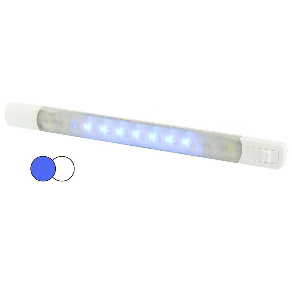 Hella Marine Surface Strip Light w/Switch - White/Blue LEDs - 12V [958121011] - shopbulluna.com