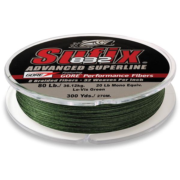 Sufix 832 Advanced Superline Braid - 80 Pounds 300 Yards - Lo-Vis Green - shopbulluna.com